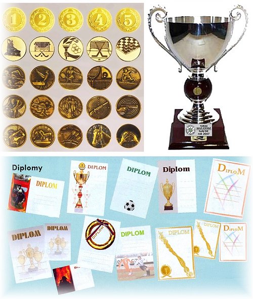 sportovní poháry, diplomy